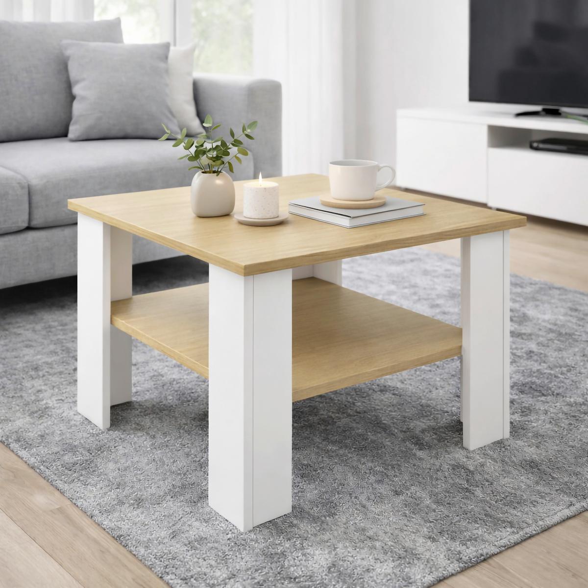 KONFERENČNÝ STOLÍK DISALO - biela/dub medový, Design, kompozitné drevo (55/55/44cm) - Livetastic