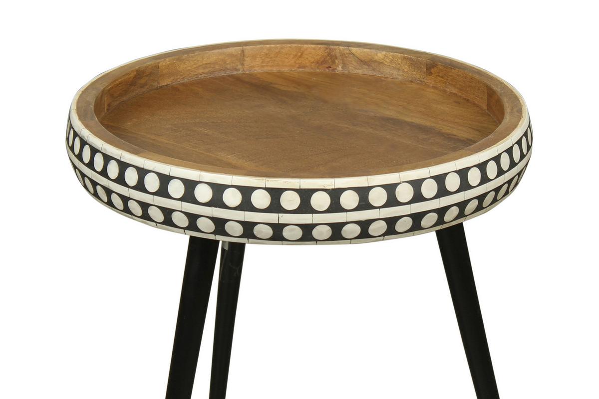 Beistelltisch Naturfarben Echtholz H: 42 cm Jana - Schwarz/Naturfarben, MODERN, Holz/Metall (35/42/35cm) - MID.YOU