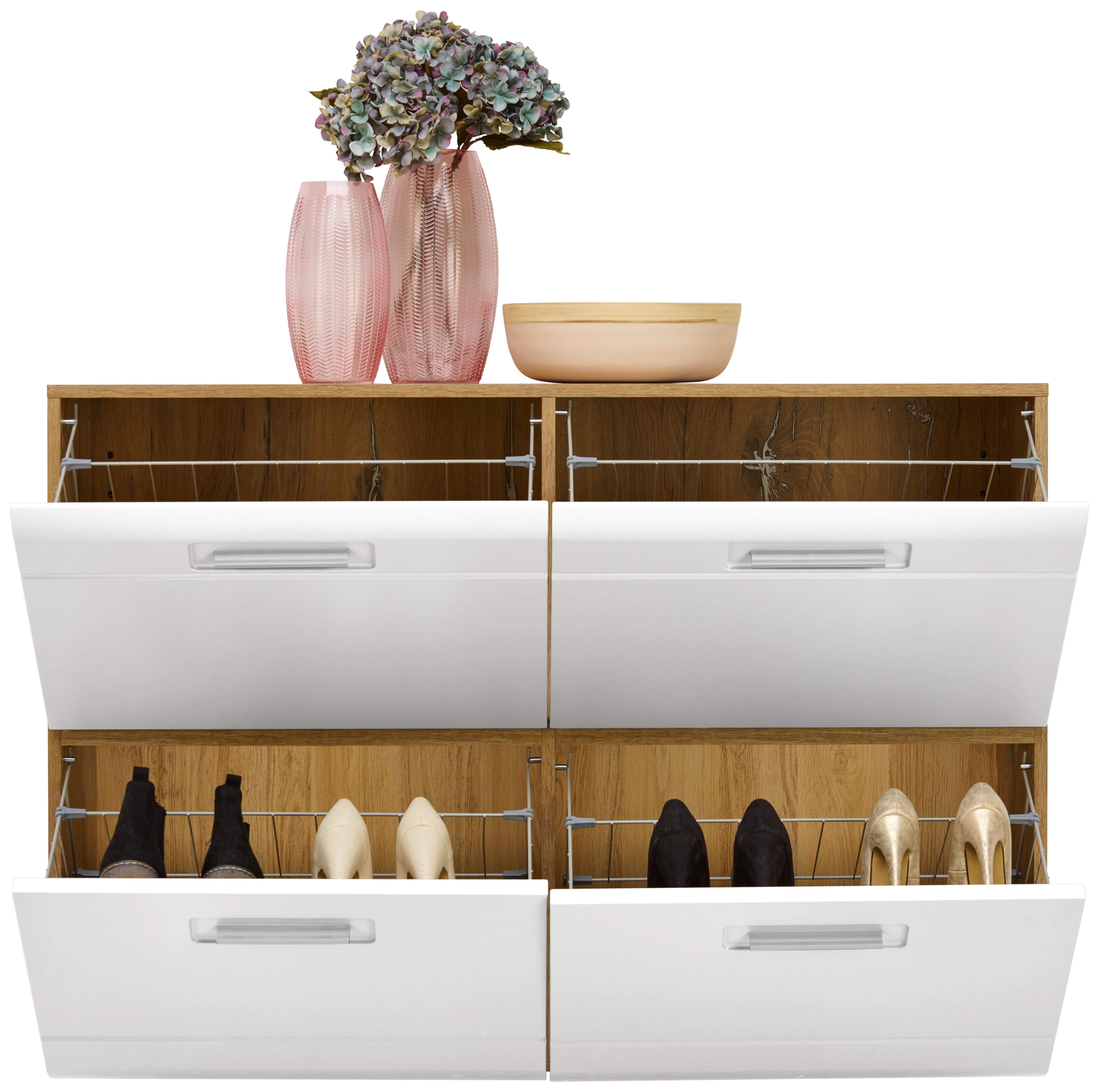 Schuhschrank Auris Weiß/Eiche Dekor B: 120 cm - Eichefarben/Weiß, MODERN (120/82,7/37,1cm) - Luca Bessoni