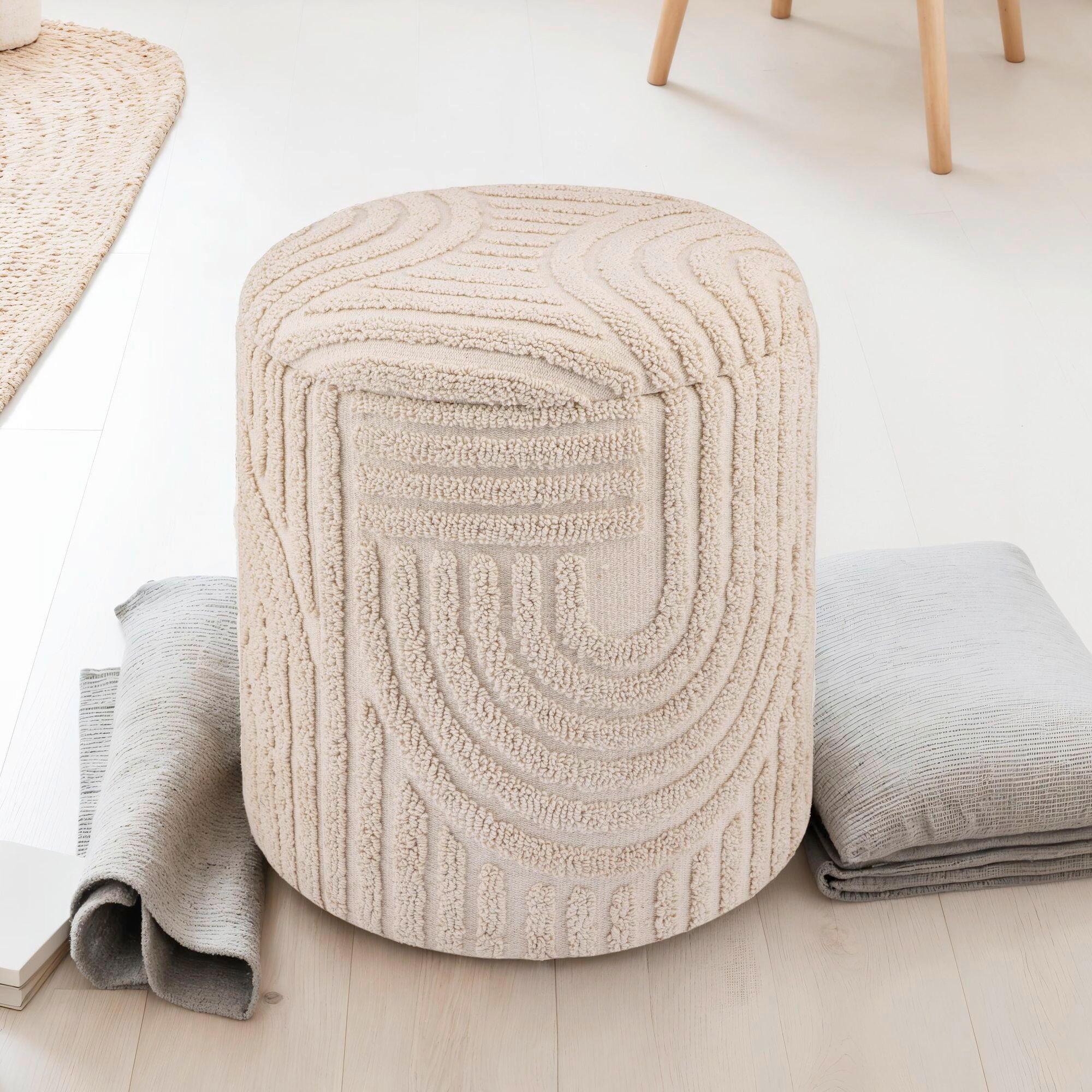 Hocker Beige B: 40cm - Beige, Basics, Textil (40cm) - Livetastic