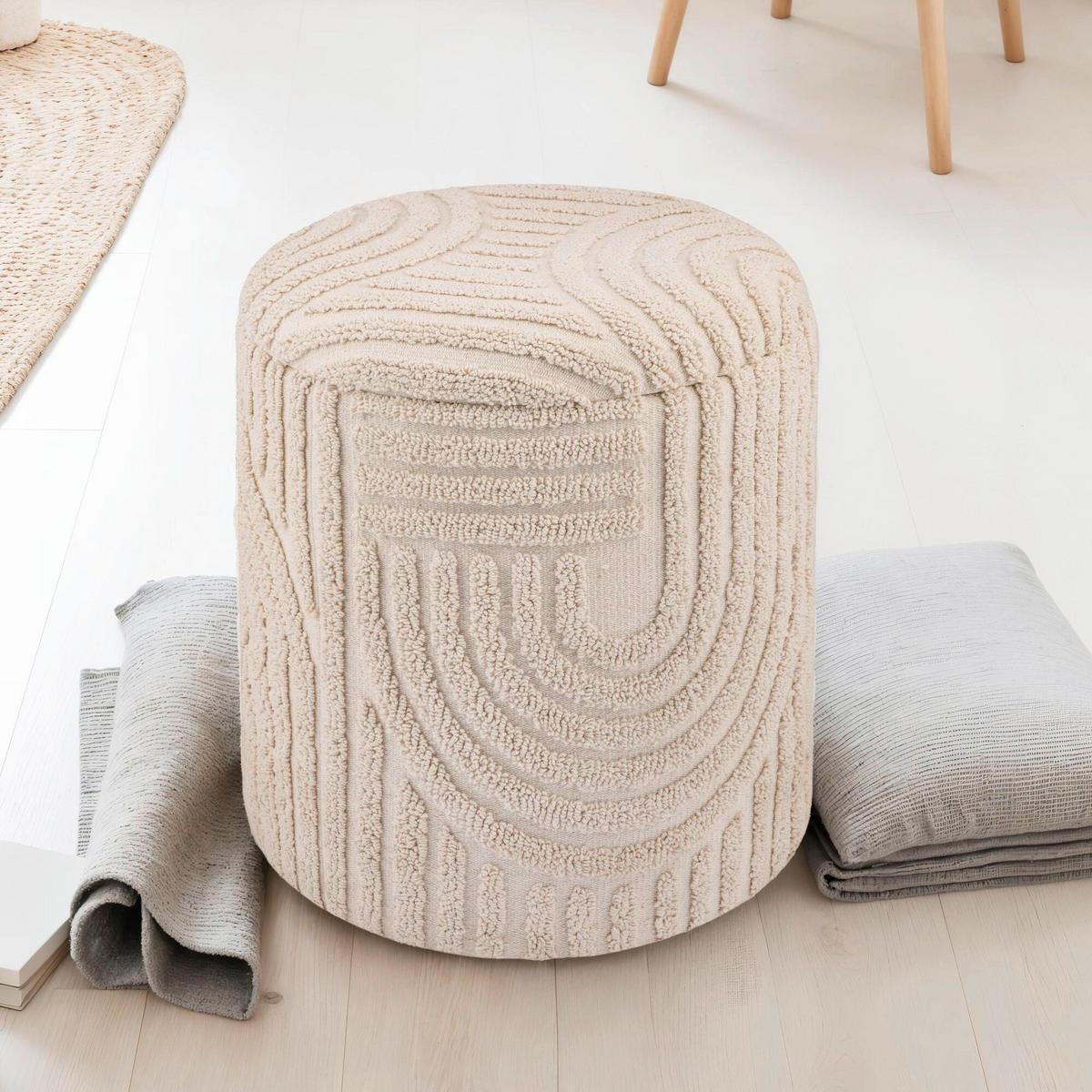 Hocker Beige B: 40cm - Beige, Basics, Textil (40cm) - Livetastic