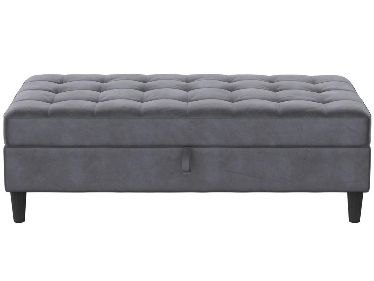 Hocker Palermo Dunkelgrau, mit Stauraum - Dunkelgrau/Schwarz, Basics, Textil (130/43/69cm) - Livetastic