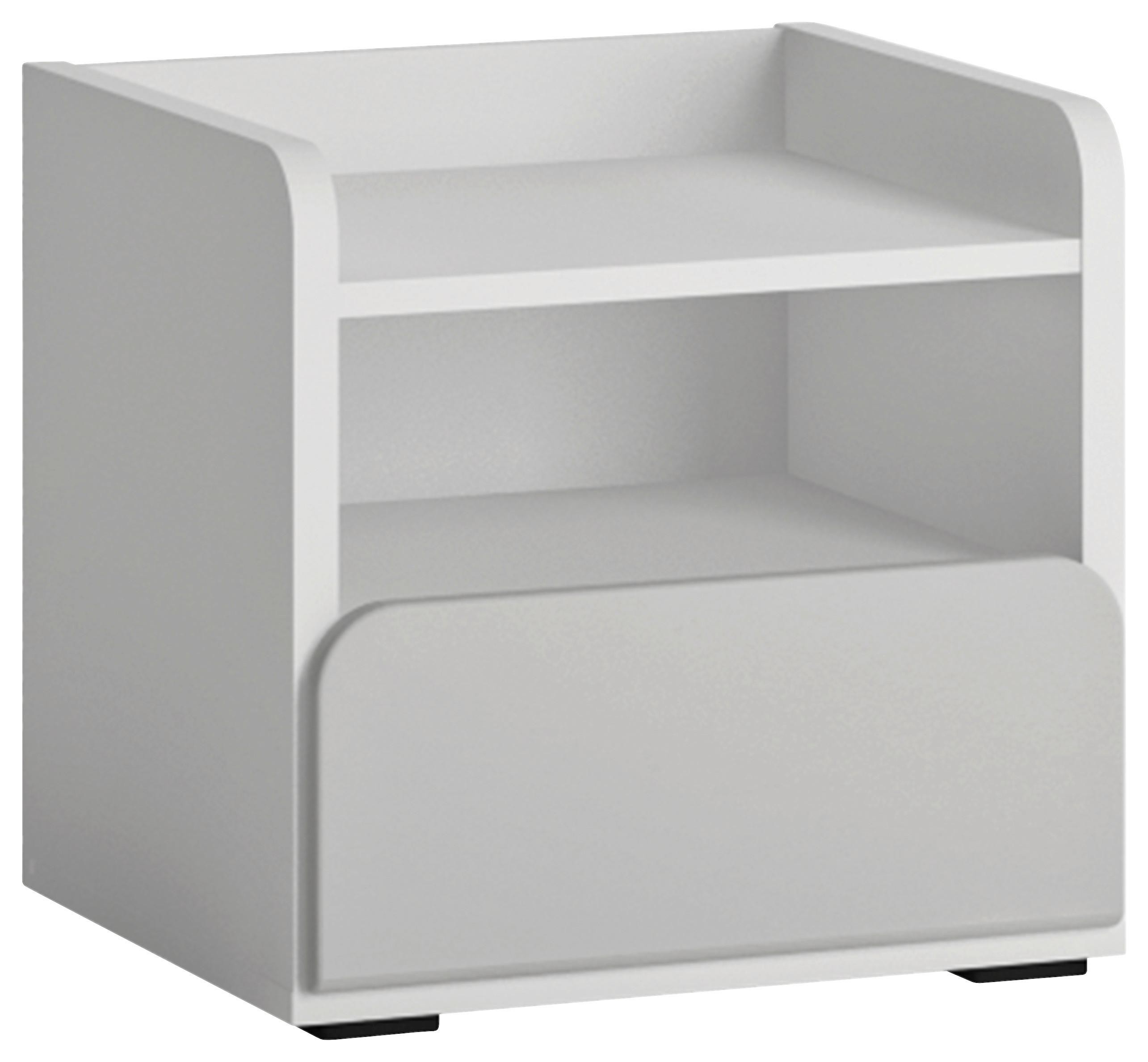 Noční stolek FLEXI barva bílá/šedá - bílá/černá, Moderní, kompozitní dřevo/plast (42/41,5/41,6cm) - Premium Living