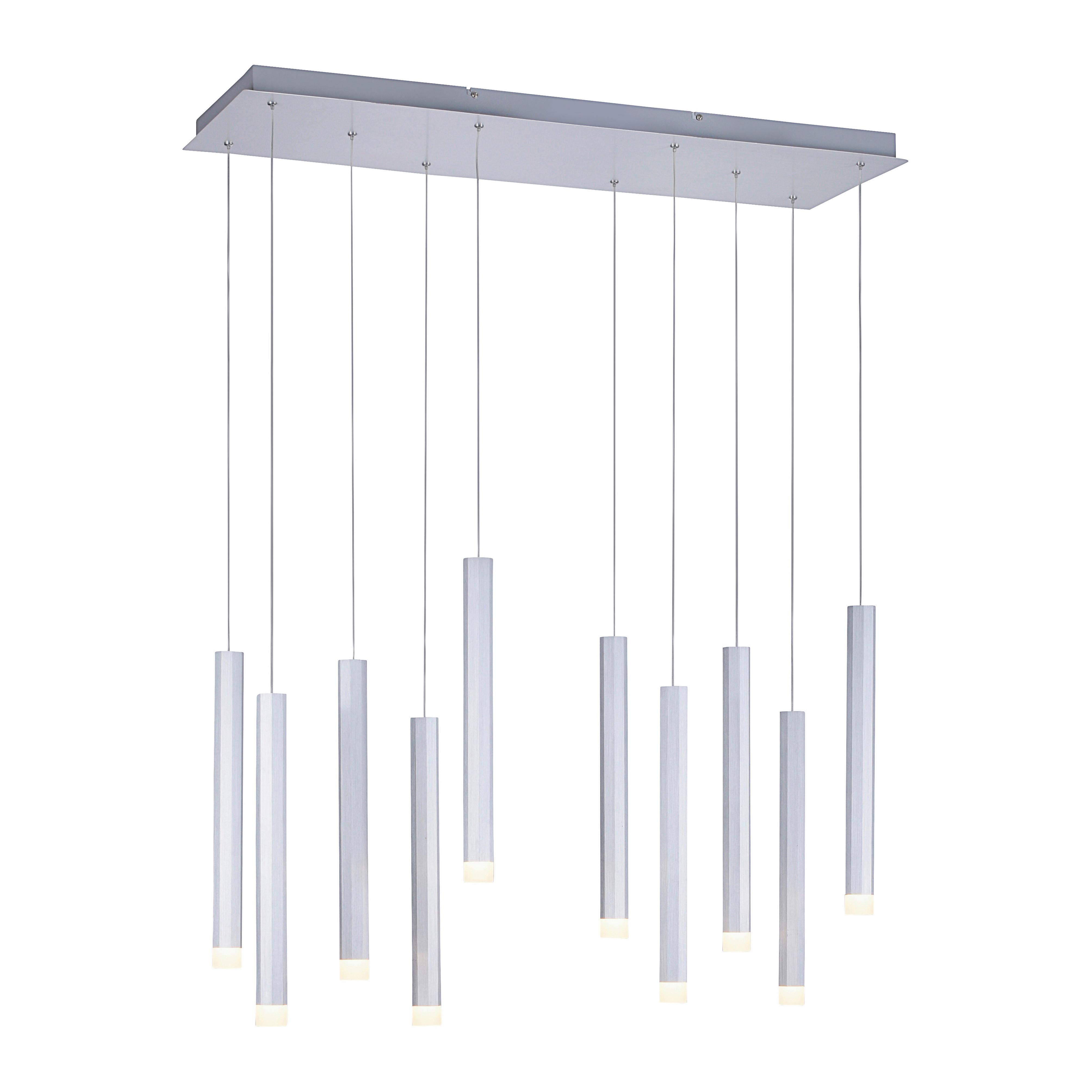 LED-Hängeleuchte Bruno H: 120 cm 10-Flammig - Alufarben, Design, Kunststoff/Metall (89/30/120cm)