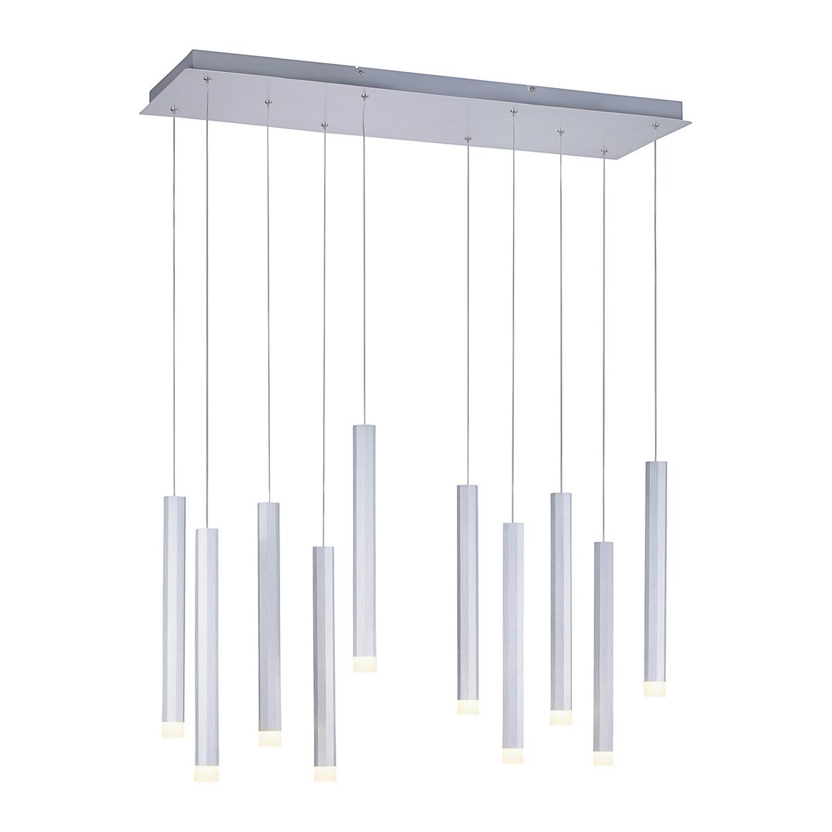 LED-Hängeleuchte Bruno H: 120 cm 10-Flammig - Alufarben, Design, Kunststoff/Metall (89/30/120cm)