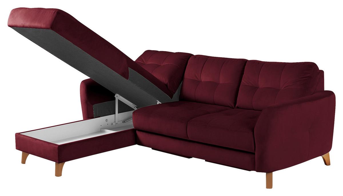 Ecksofa Nordic, Rot S: 168x238 cm - Buchefarben/Rot, Design, Textil (168/238cm) - Livetastic