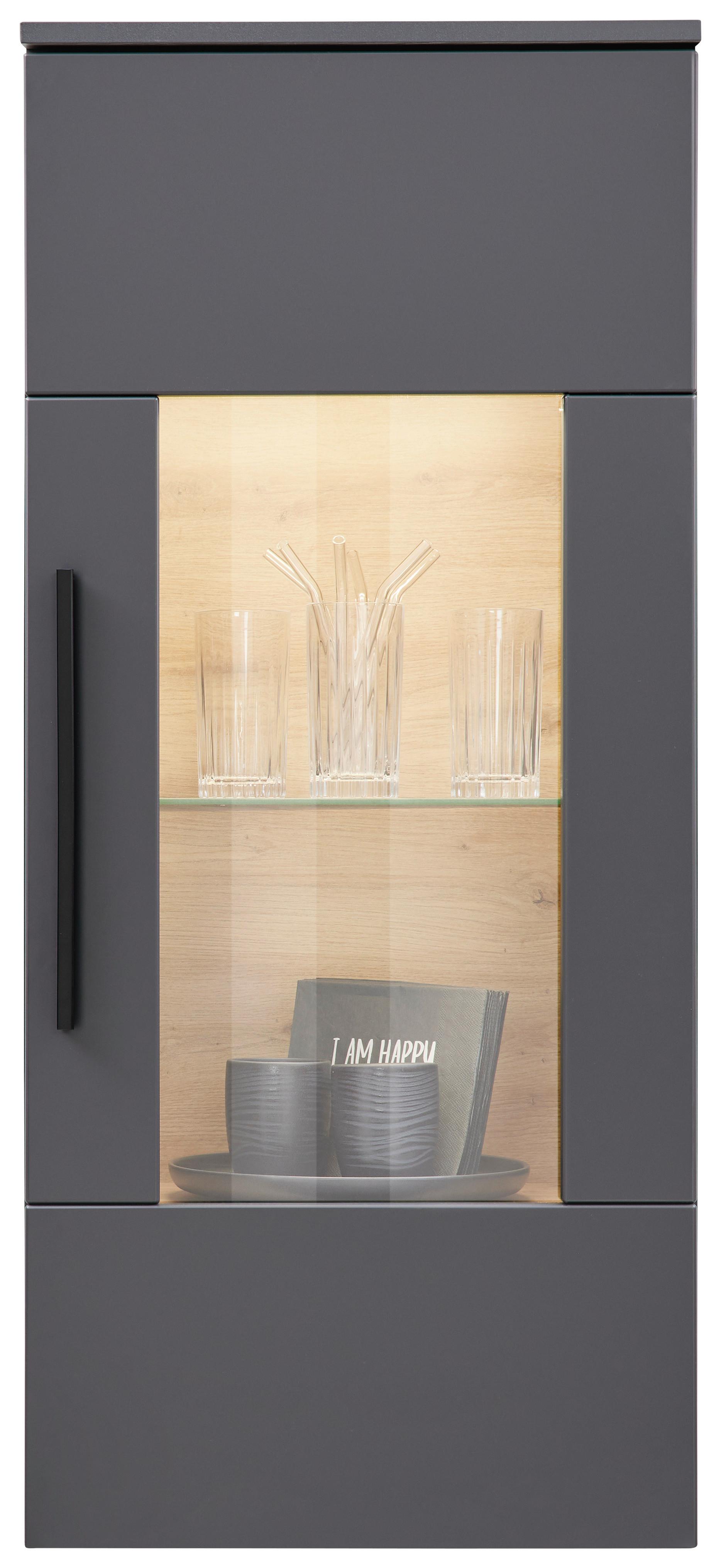 Hängevitrine Atlanta B: 50,1 cm Grau/Eiche Viking Dekor