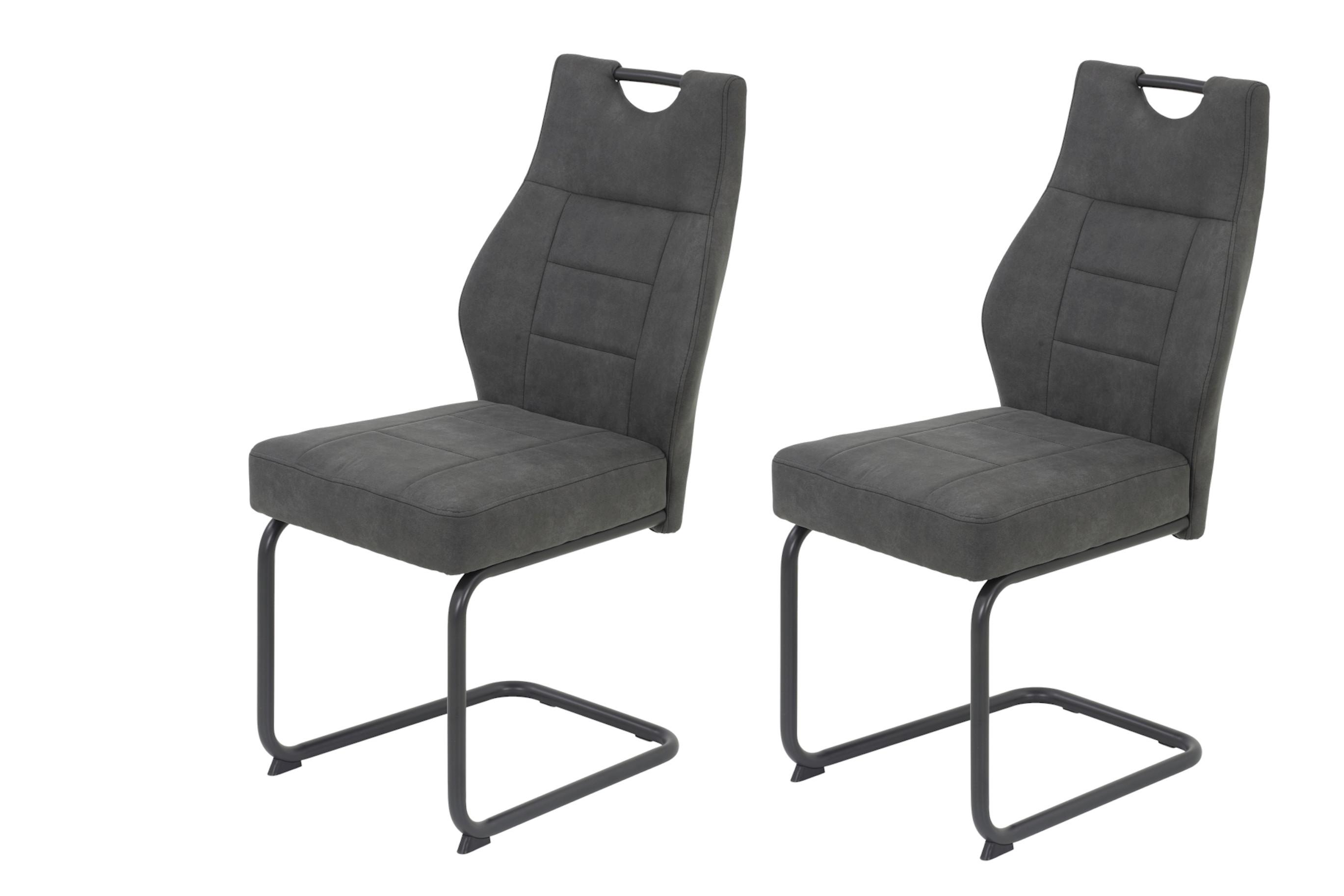 SCHWINGSTUHL-SET LINDA II S 2ER-SET - Anthrazit/Grau, MODERN, Textil/Metall (44/97/65cm) - P & B