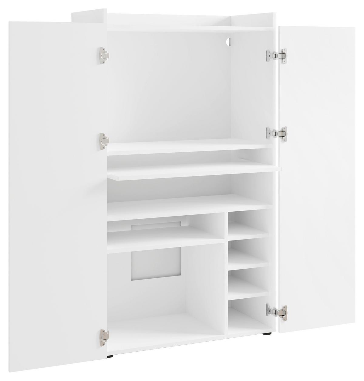 Sekretär Janne B: 80 cm Weiß inkl. Stauraum, Tastaturauszug - Schwarz/Weiß, Design, Holzwerkstoff (80/141/40cm) - MID.YOU