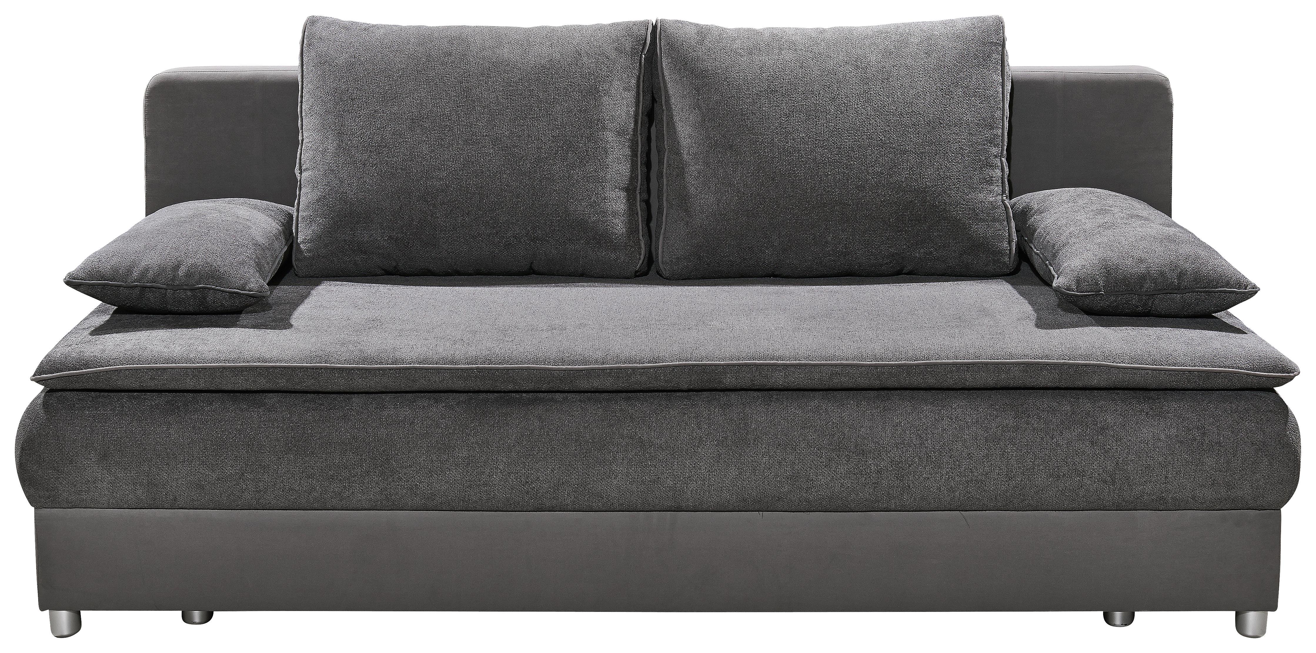Schlafsofa Svenja B: Ca 208 cm - Dunkelgrau/Silberfarben, KONVENTIONELL, Holzwerkstoff/Textil (208/82/93cm) - Carryhome