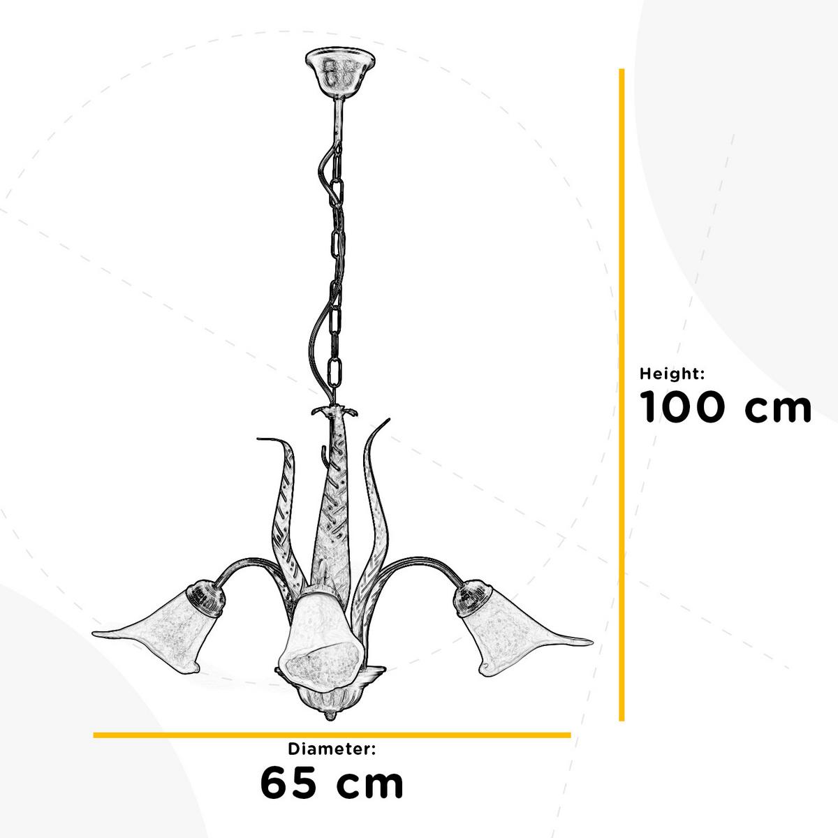 Kronleuchter 4230/3 - Bronzefarben, KONVENTIONELL, Glas/Metall (65/65/100cm)