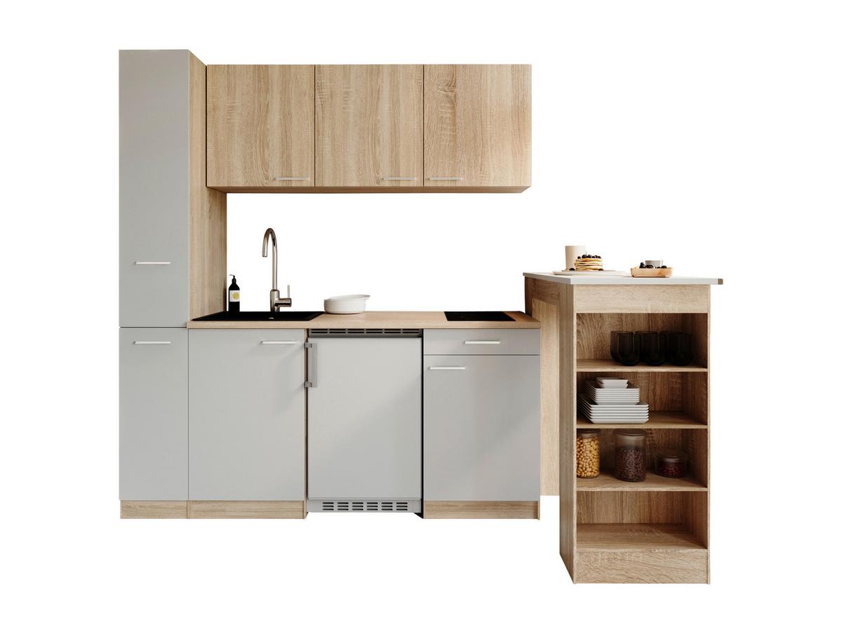 Küchenblock Ingrid Weiß/Eichefarben B: 180cm - Eichefarben/Weiß, Design, Holzwerkstoff (180cm) - Respekta