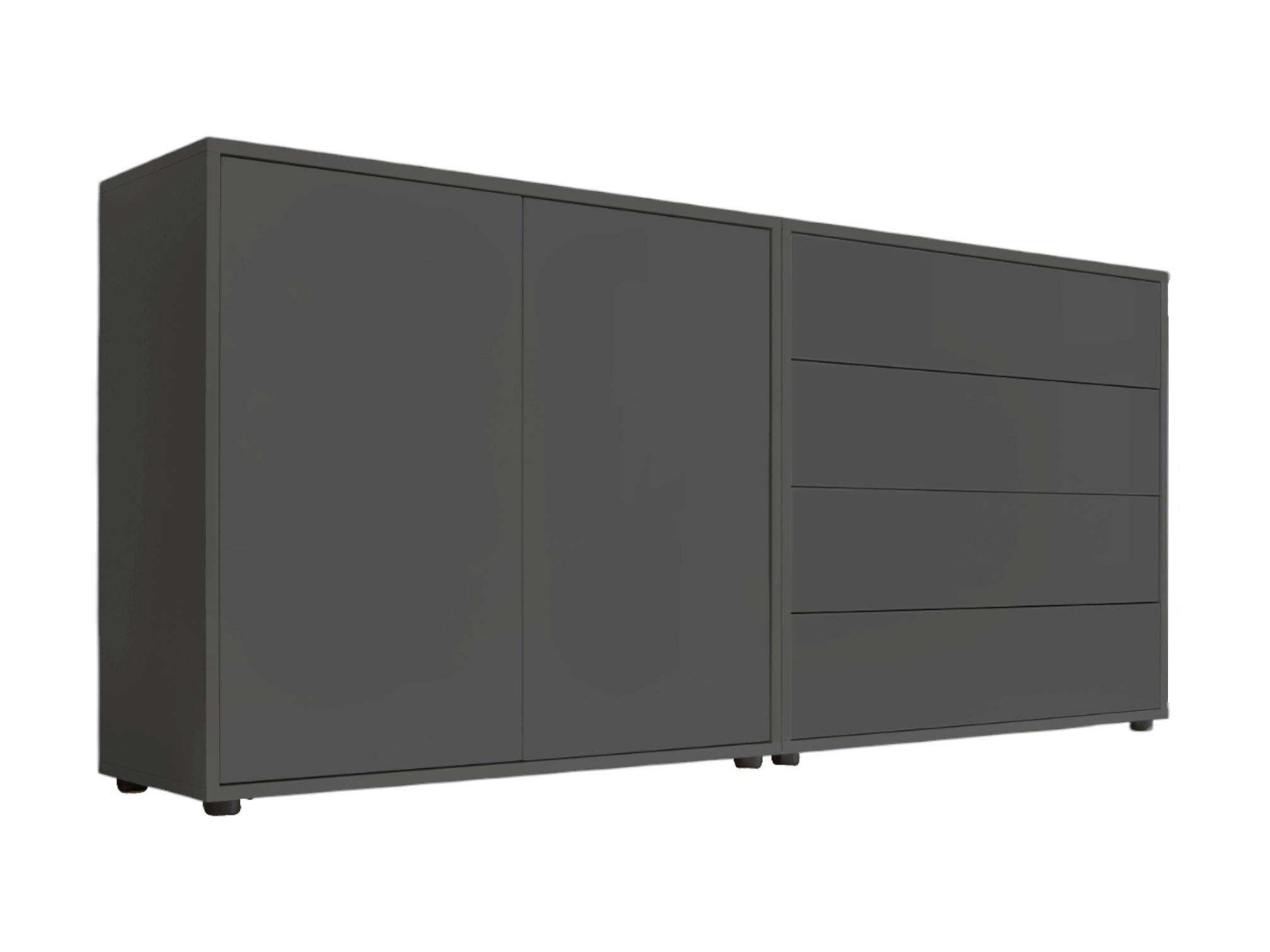 Sideboard Mailand 3 B:158 Cm Anthrazit - Anthrazit/Schwarz, MODERN, Holzwerkstoff (158/73/33cm) - MID.YOU