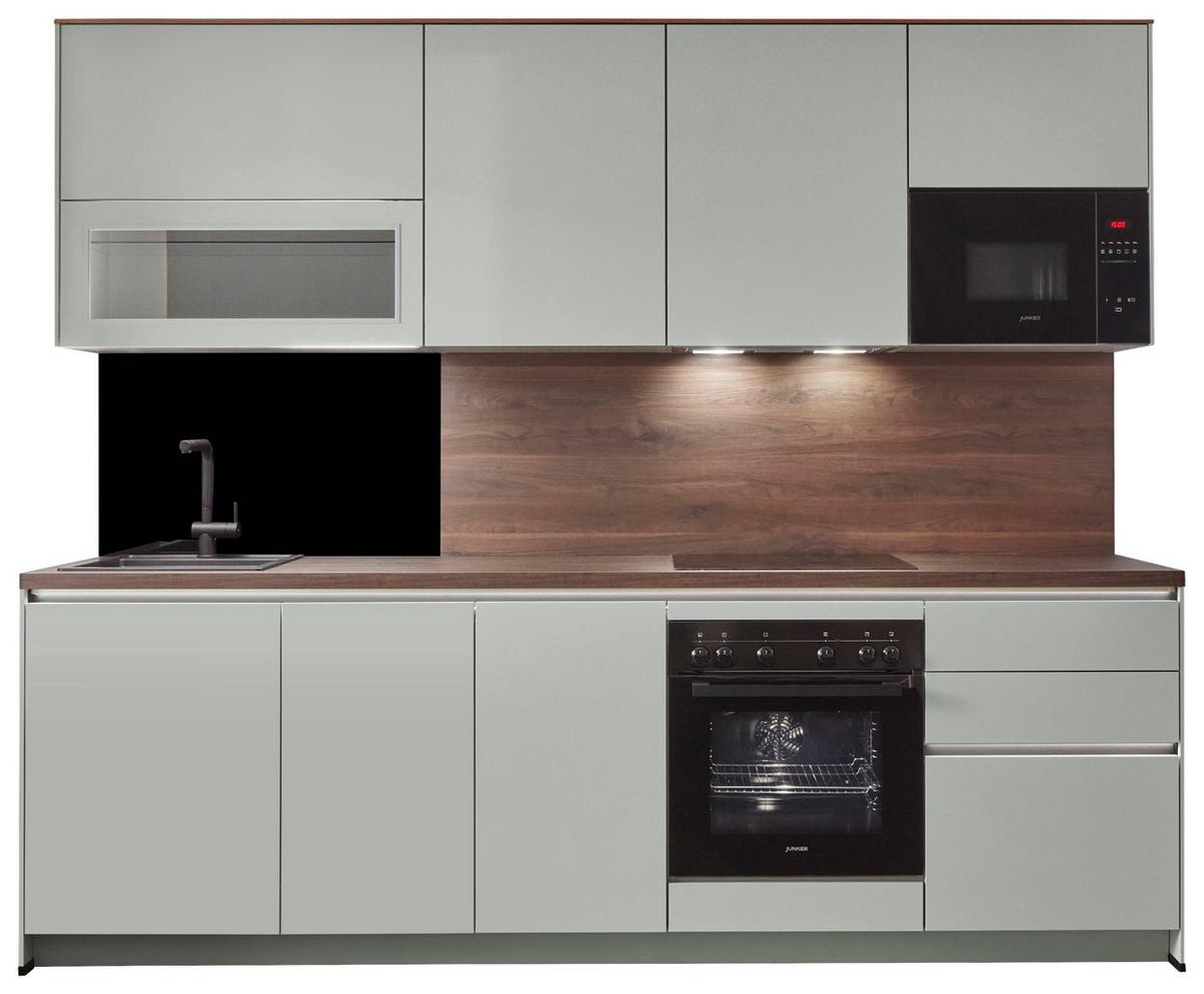 Küchenblock Sidney - Walnussfarben/Grau, Basics, Holzwerkstoff (272cm) - Vertico