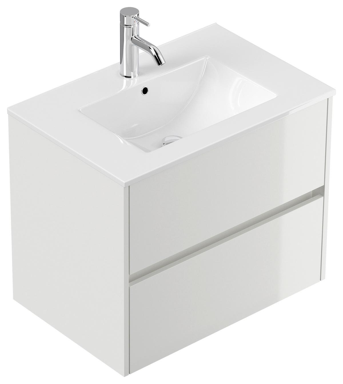 BADEZIMMER Limes, Weiß HG B: 70 cm - Weiß Hochglanz/Weiß, Basics, Keramik/Holzwerkstoff (70cm) - MID.YOU