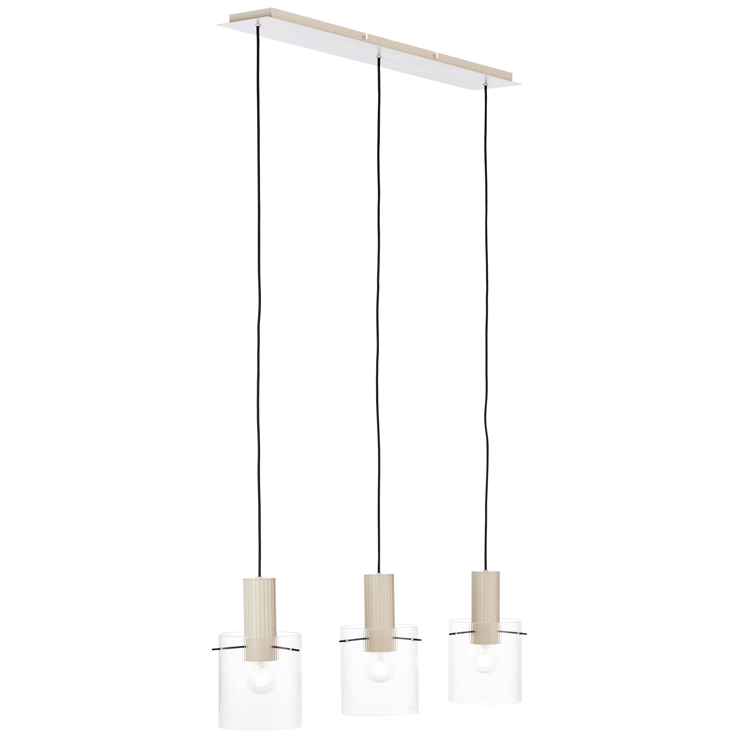 Hängeleuchte Göteborg H: 150 Cm 3-Flammig - Transparent/Beige, Basics, Glas/Metall (98/18/150cm) - Brilliant