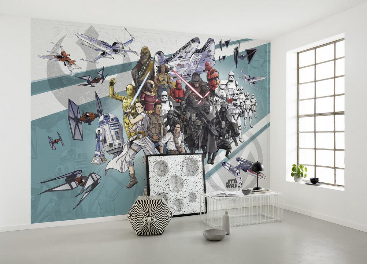 Fototapete Star Wars Cartoon Collage Wide - Multicolor, Trend, Textil (400/280cm)