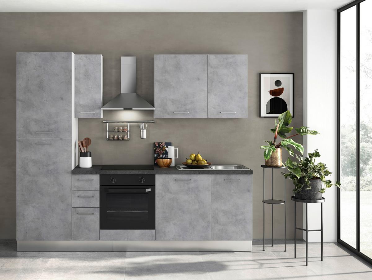 Küchenblock Gardena B: 255 Cm Grau - Dunkelgrau/Hellgrau, MODERN, Holzwerkstoff/Kunststoff (255cm) - MID.YOU