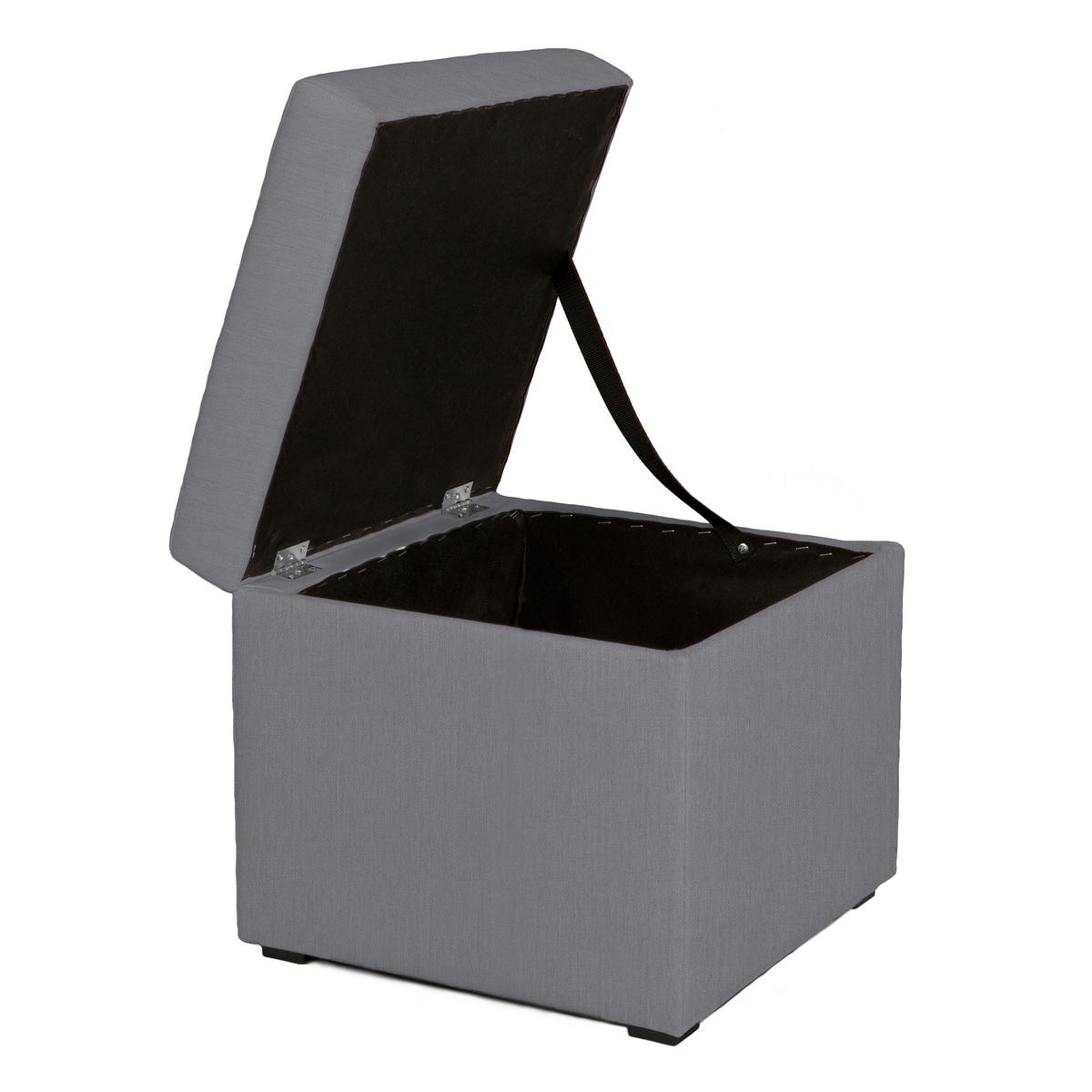Sitzwürfel Pouf Welle S mit Stauraum Grau H: 45 cm - Schwarz/Grau, Basics, Textil (45/45/42cm) - P & B