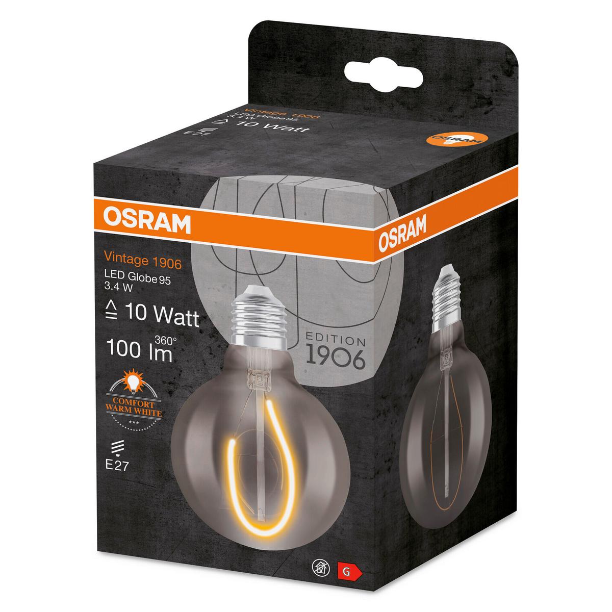 Led-leuchtmittel Vintage 1906® Led 10  3.4 W/18 - Hellgrau, Basics, Glas (9,5/13,8cm) - Ledvance