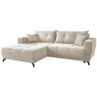 Ecksofa Mit Liegefunktion Restato Beige Cord - Beige/Schwarz, MODERN, Holz/Textil (177/246cm) - MID.YOU