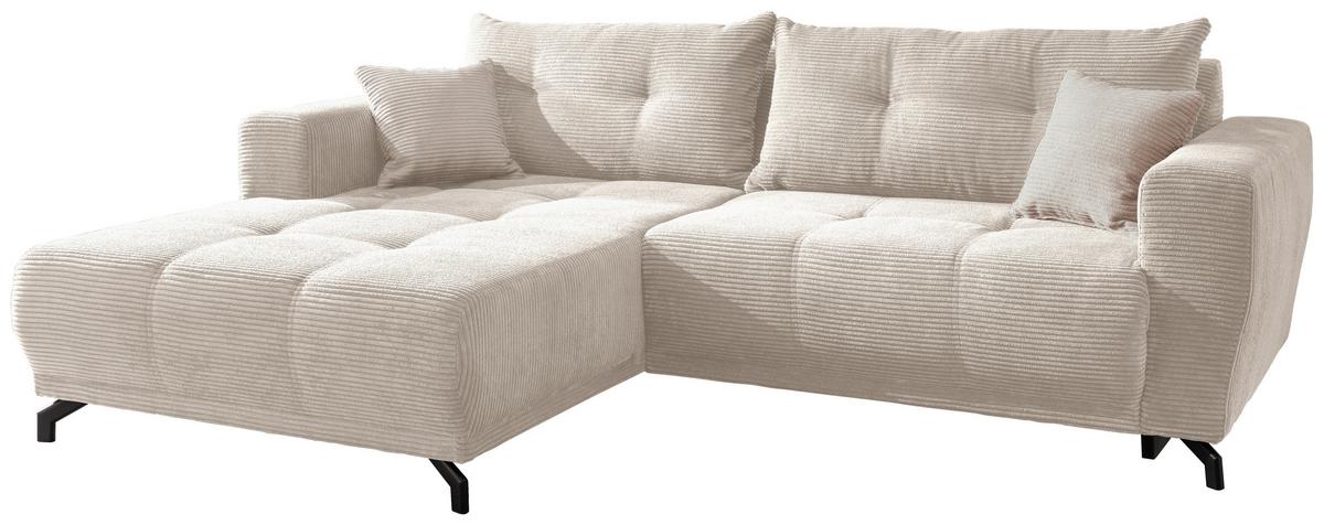 Ecksofa Mit Liegefunktion Restato Beige Cord - Beige/Schwarz, MODERN, Holz/Textil (177/246cm) - MID.YOU