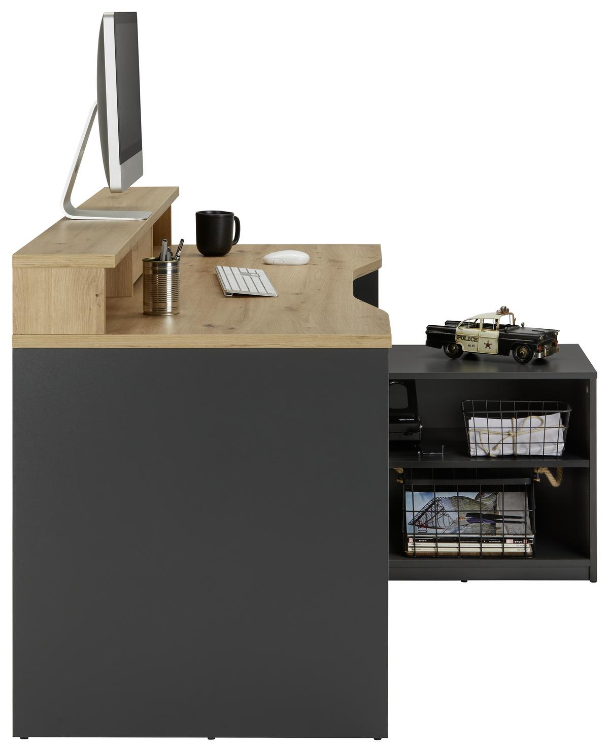 Písací stôl TEAMPLAYER - farba duba/antracitová, Modern, kompozitné drevo (160/92,4/120cm) - Mömax