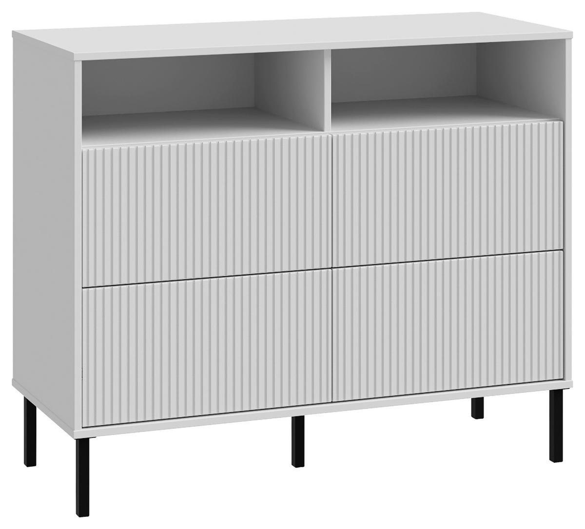 KOMODA NEKTARIUS - čierna/svetlosivá, Modern, kov/kompozitné drevo (103,1/85,6/42cm)