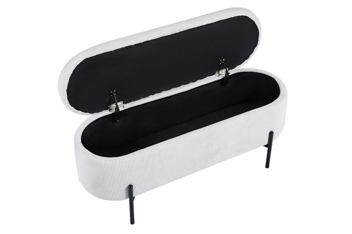 Hockerbank Beige B: 110 Cm - Beige/Schwarz, MODERN, Textil (110/44/40cm) - Livetastic