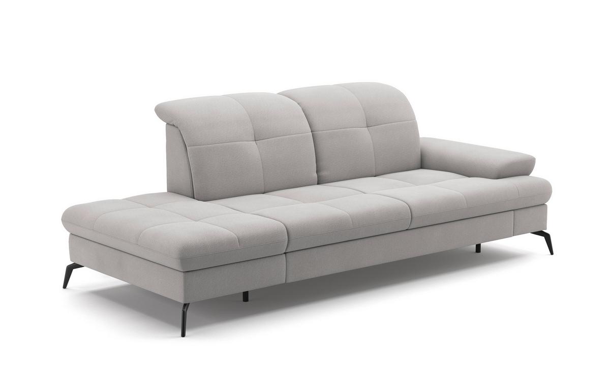 Récamiere Amica E, Silberfarben B: 231cm - Silberfarben/Schwarz, KONVENTIONELL, Textil (231/90/122cm) - Sit & More