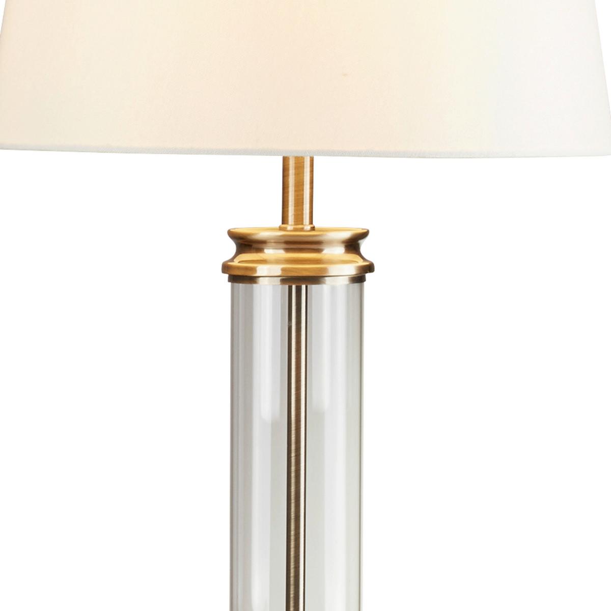Tischleuchte Eu5141ab Pedestal - Messingfarben/Weiß, KONVENTIONELL, Glas/Textil (37/62cm)