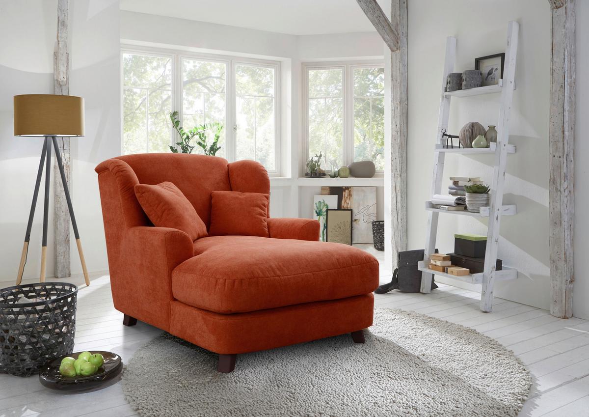 XXXL-Sessel Asado Terracotta teilmassiv, B: 109 cm - Dunkelbraun/Terracotta, MODERN, Holzwerkstoff/Textil (109/104/145cm) - Sit & More