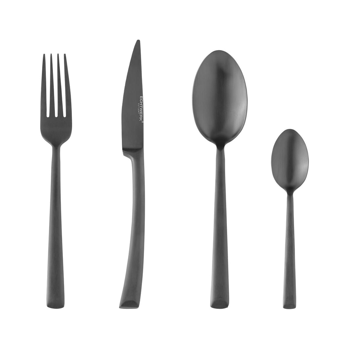 Besteckset Echtwerk Edelstahl, 16tlg. - Schwarz, MODERN, Metall - Echtwerk