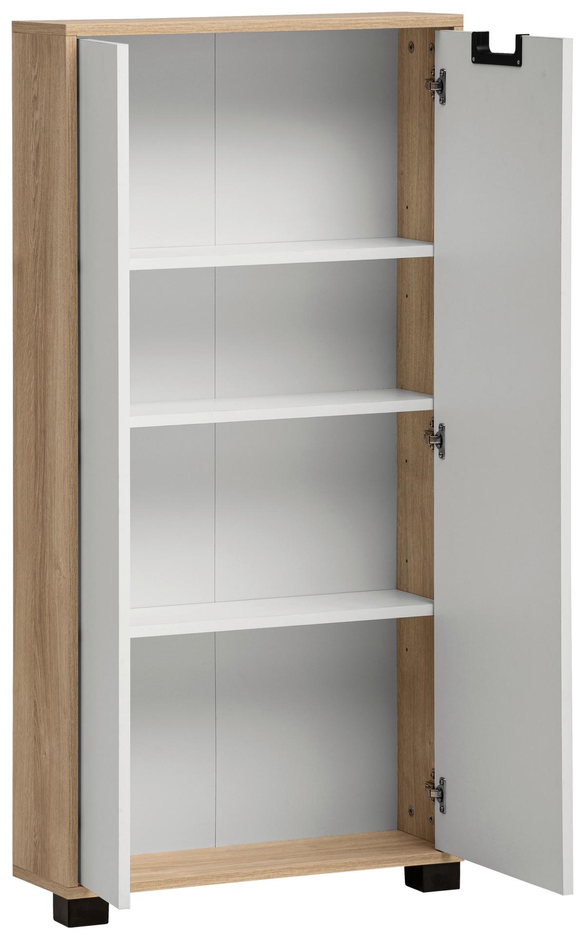 Highboard Emmik Eiche Artisan/weiß B: 59,8 Cm - Schwarz/Eiche Artisan, Design, Holzwerkstoff (59,8/124/19,55cm) - MID.YOU