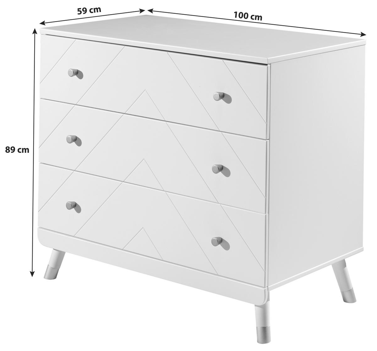Kommode B: 100 cm Billy, Weiß Billy - Weiß, MODERN, Holzwerkstoff (100/89/57cm) - Vipack