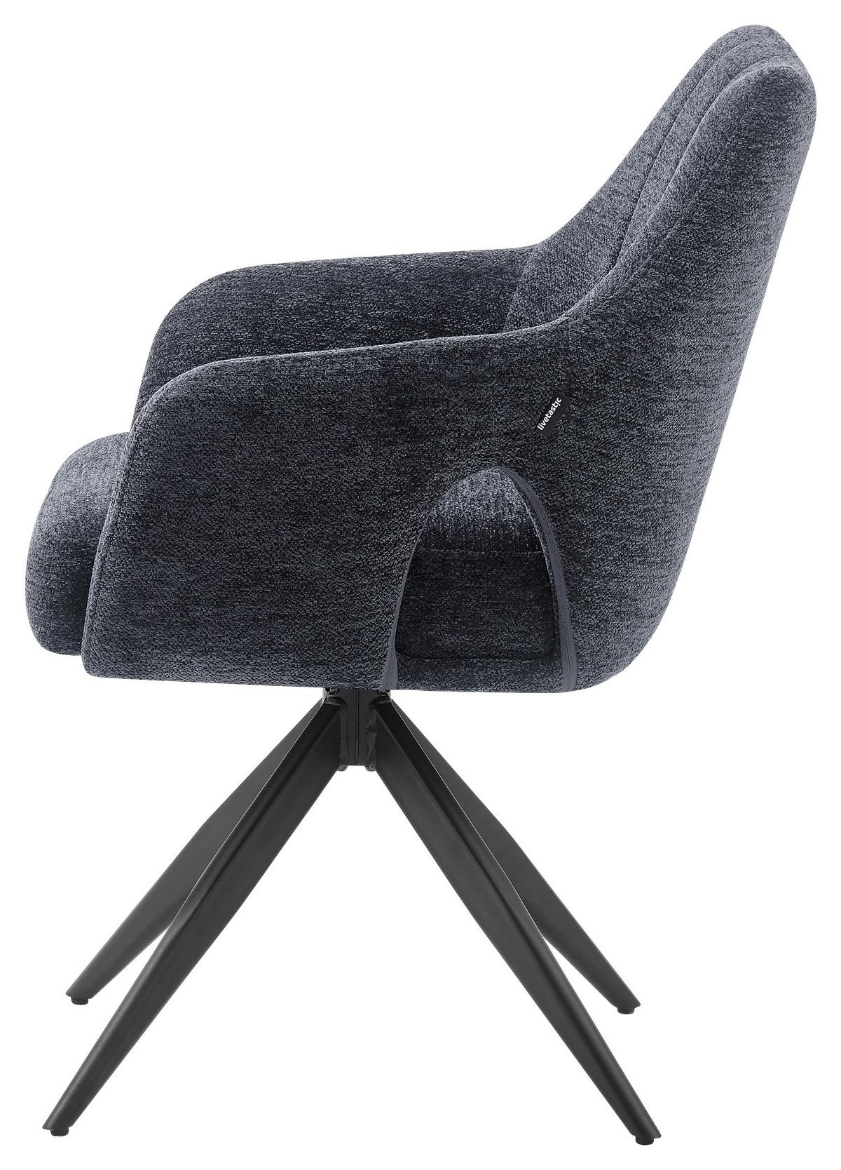 Armlehnstuhl Flow Grau/Schwarz B: 57,5 cm - Schwarz/Grau, MODERN, Holz/Textil (57,5/85/62cm) - Livetastic