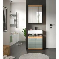 Badezimmer Scout Eiche Artisan Dekor Graugrün - Schwarz/Eiche Artisan, MODERN, Glas/Holzwerkstoff (60cm) - MID.YOU