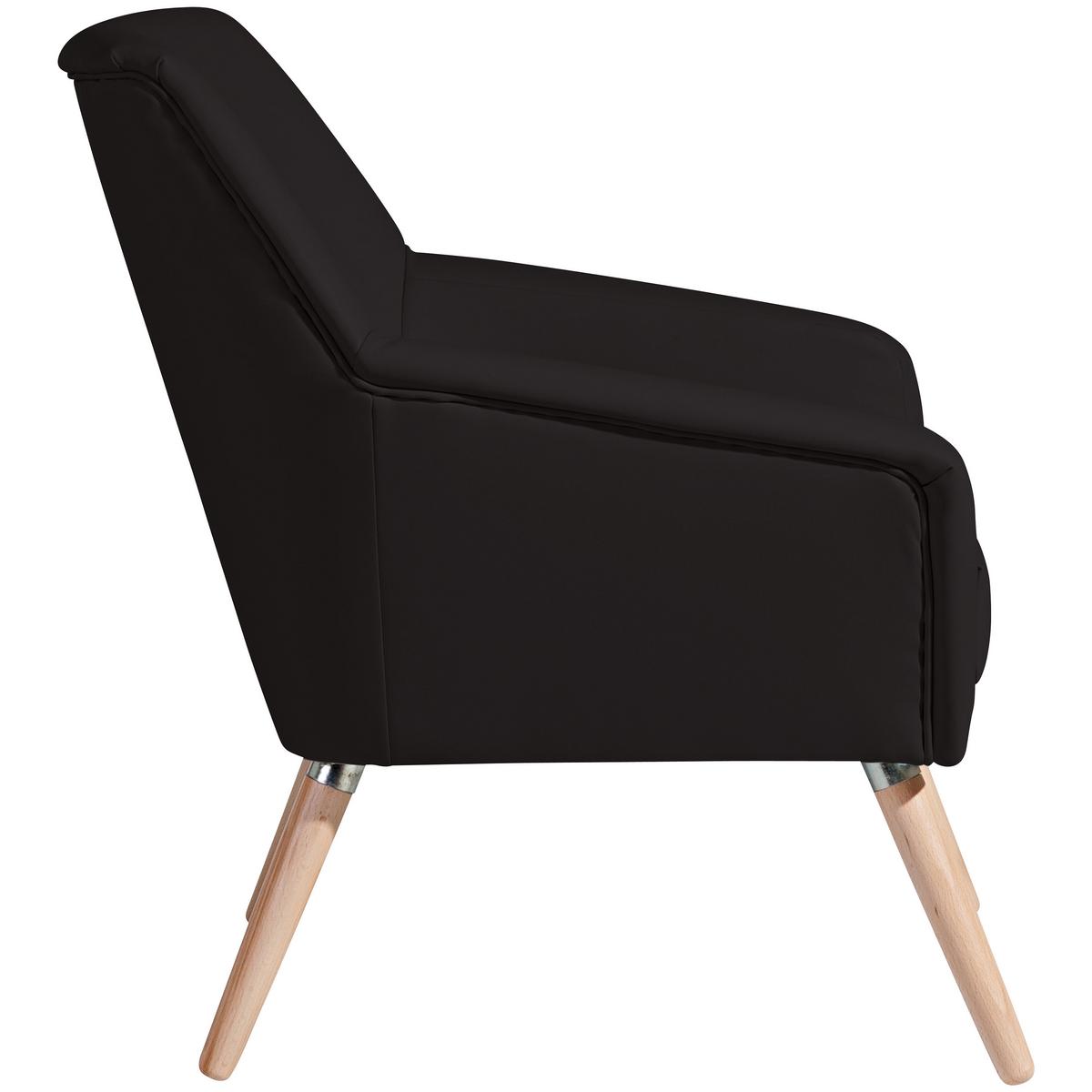 Polstersessel mit Armlehnen Alegro Lederlook Schwarz - Buchefarben/Schwarz, Design, Textil (67/81/71cm) - Max Winzer