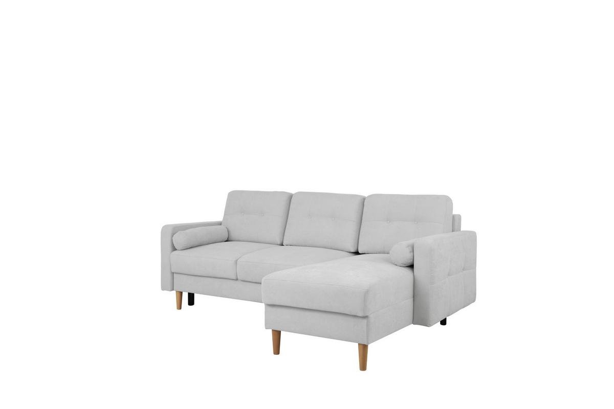 Ecksofa Noret, Hellgrau S: 223x157 Cm - Buchefarben/Hellgrau, Design, Textil (223/157cm) - MID.YOU
