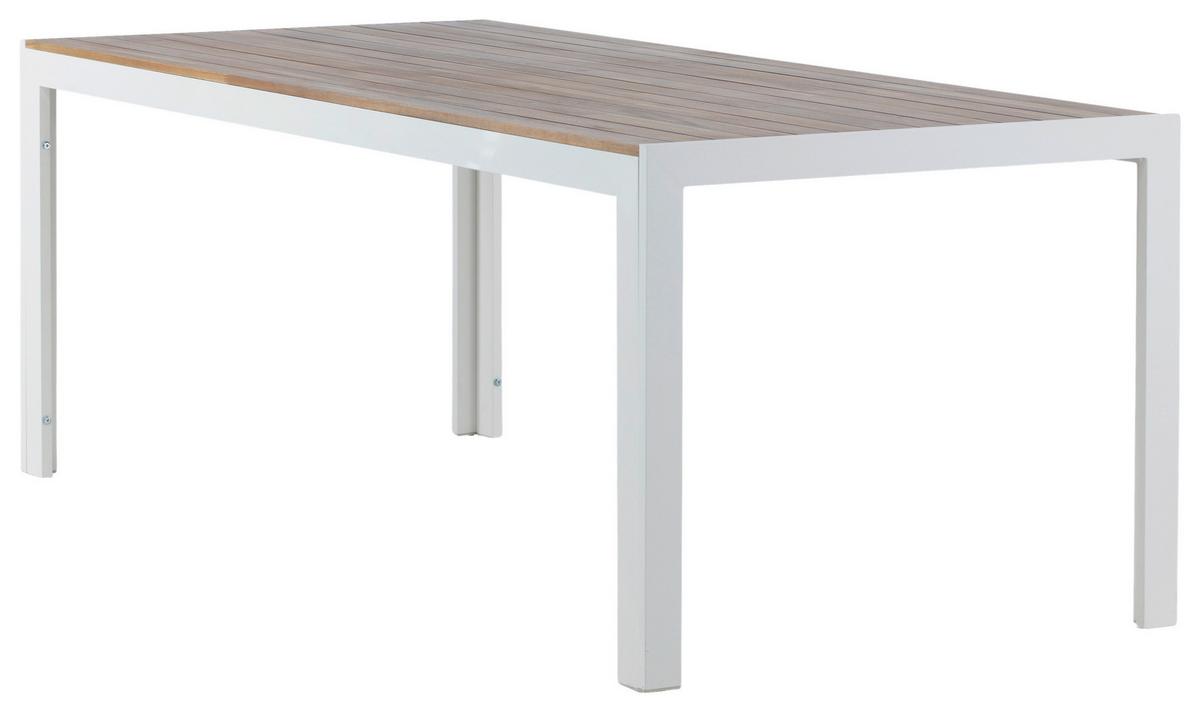 Gartentisch Bois - Weiß/Akaziefarben, KONVENTIONELL, Holz/Metall (200/100/76cm) - Gardenson