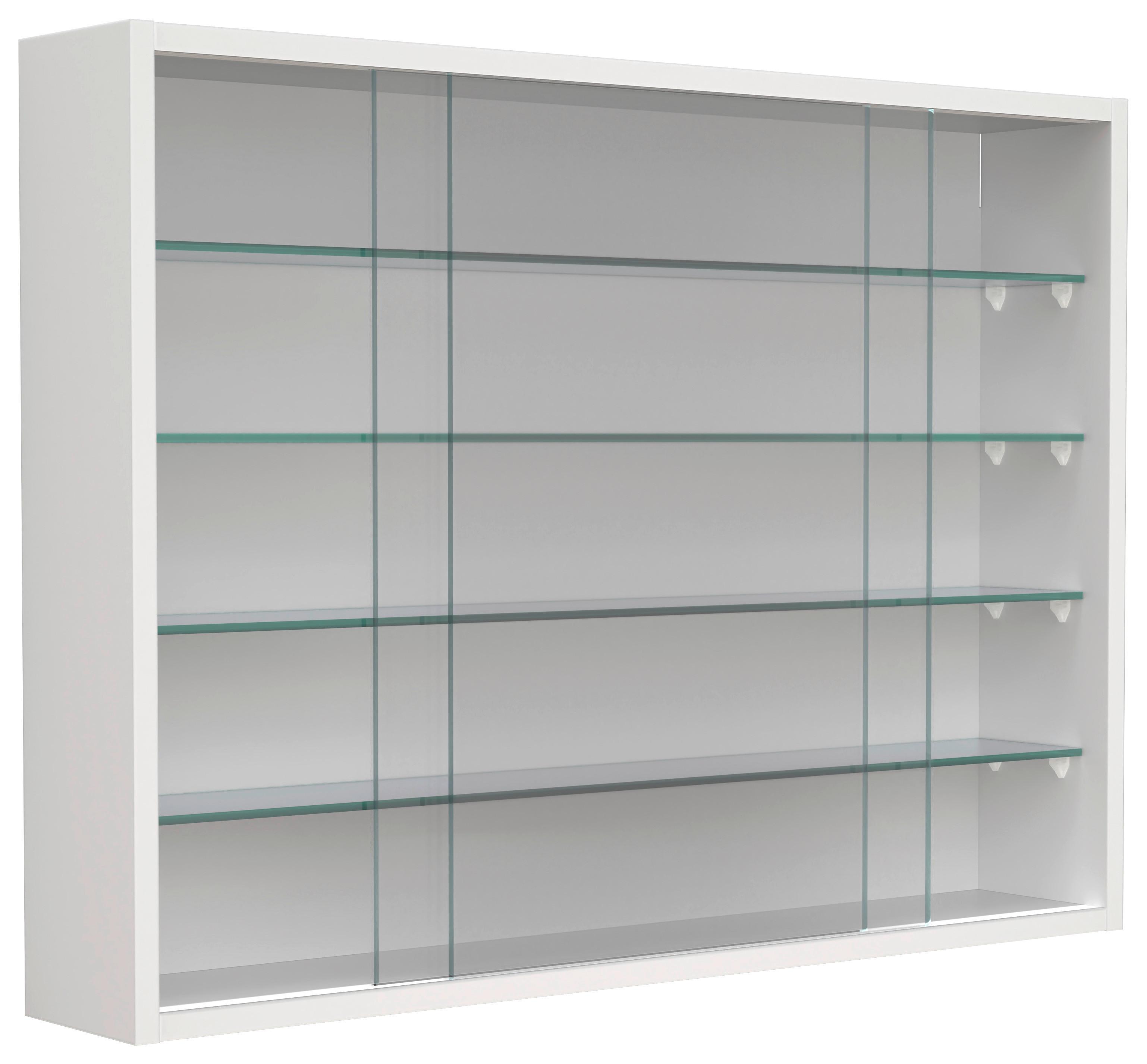 Hängevitrine Drivalo Weiß B: 75 cm - Transparent/Weiß, Design, Glas/Holzwerkstoff (75/55/12cm) - MID.YOU