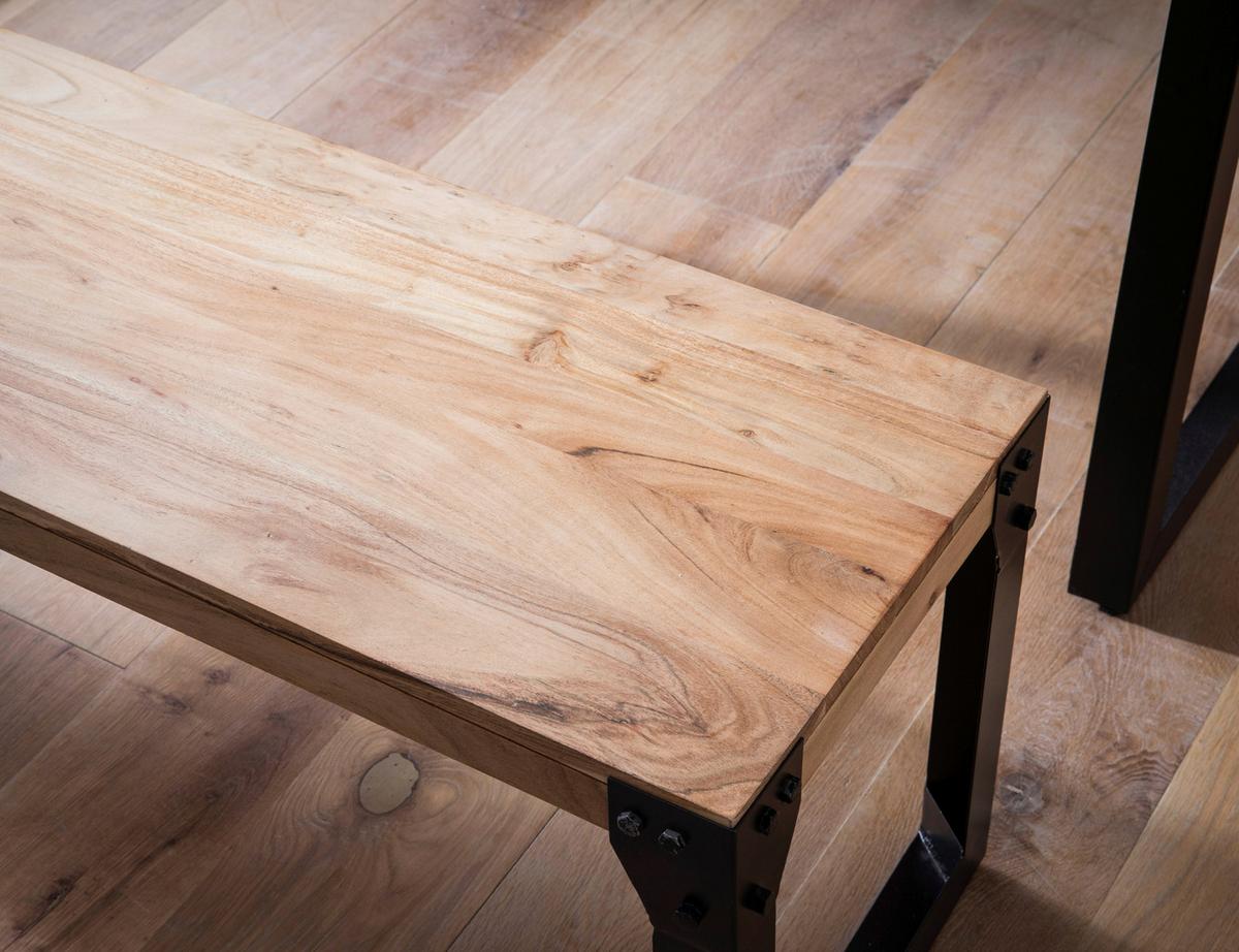 Sitzbank Holz Massiv Akazie/ Schwarz Wl7.053 B: 180 cm - Schwarz/Akaziefarben, Design, Holz (180/45/40cm) - MID.YOU