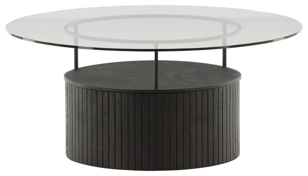 Couchtisch Bovall - Klar/Schwarz, Design, Glas/Holz (90/90/40cm) - Livetastic