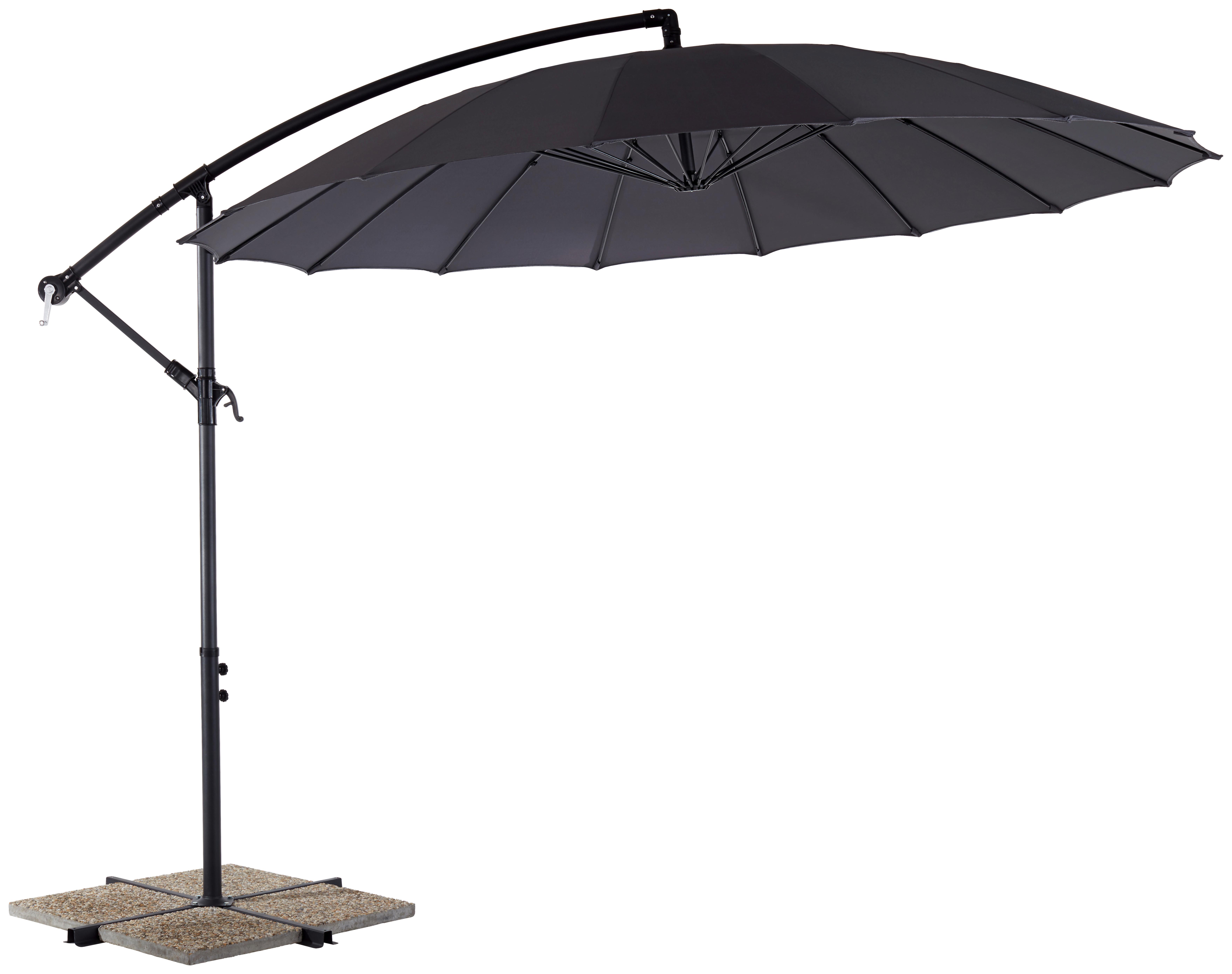 Ampelschirm Shanghai DM: 290 H: 258 cm Anthrazit - Anthrazit/Schwarz, MODERN, Kunststoff/Textil (290/258cm) - Ondega