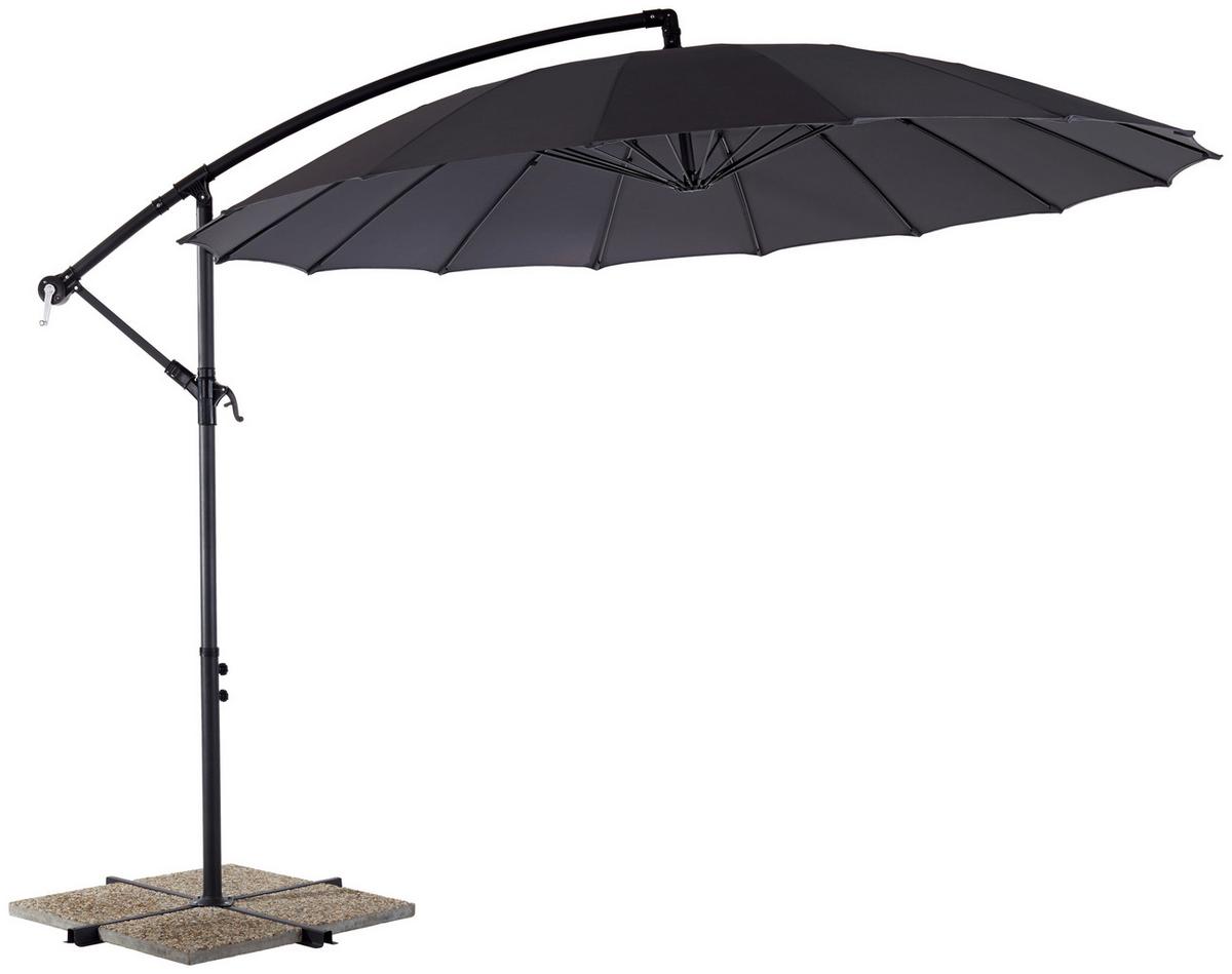 Ampelschirm Shanghai Dm: 290 H: 258 Cm Anthrazit - Anthrazit/Schwarz, MODERN, Kunststoff/Textil (290/258cm) - Ondega