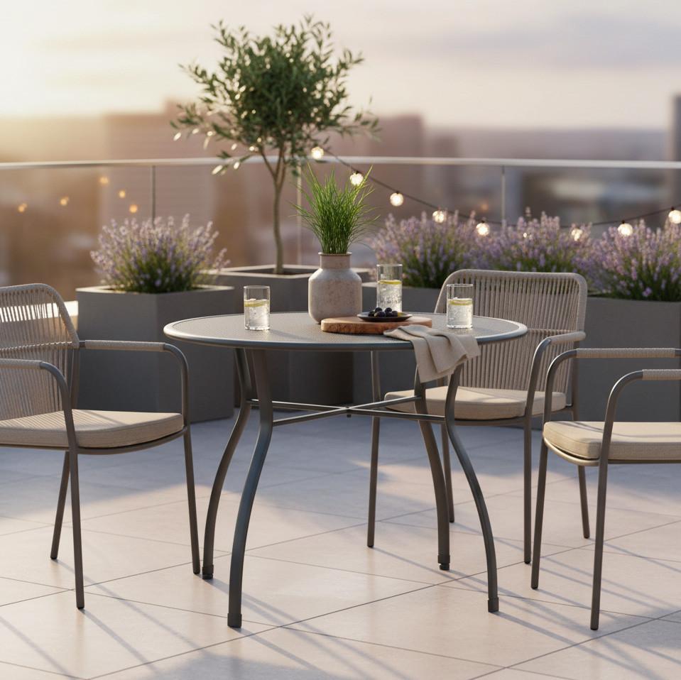 Gartentisch Toulouse Stahl Ø 80 cm - Grau, Basics, Metall (80/80/74cm) - Gardenson