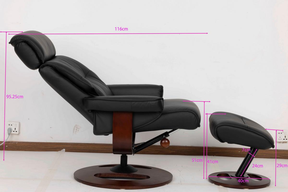 Relaxsessel Calm Schwarz B: 76 Cm - Walnussfarben/Schwarz, Basics, Leder/Holz (76/106/90cm) - Livetastic