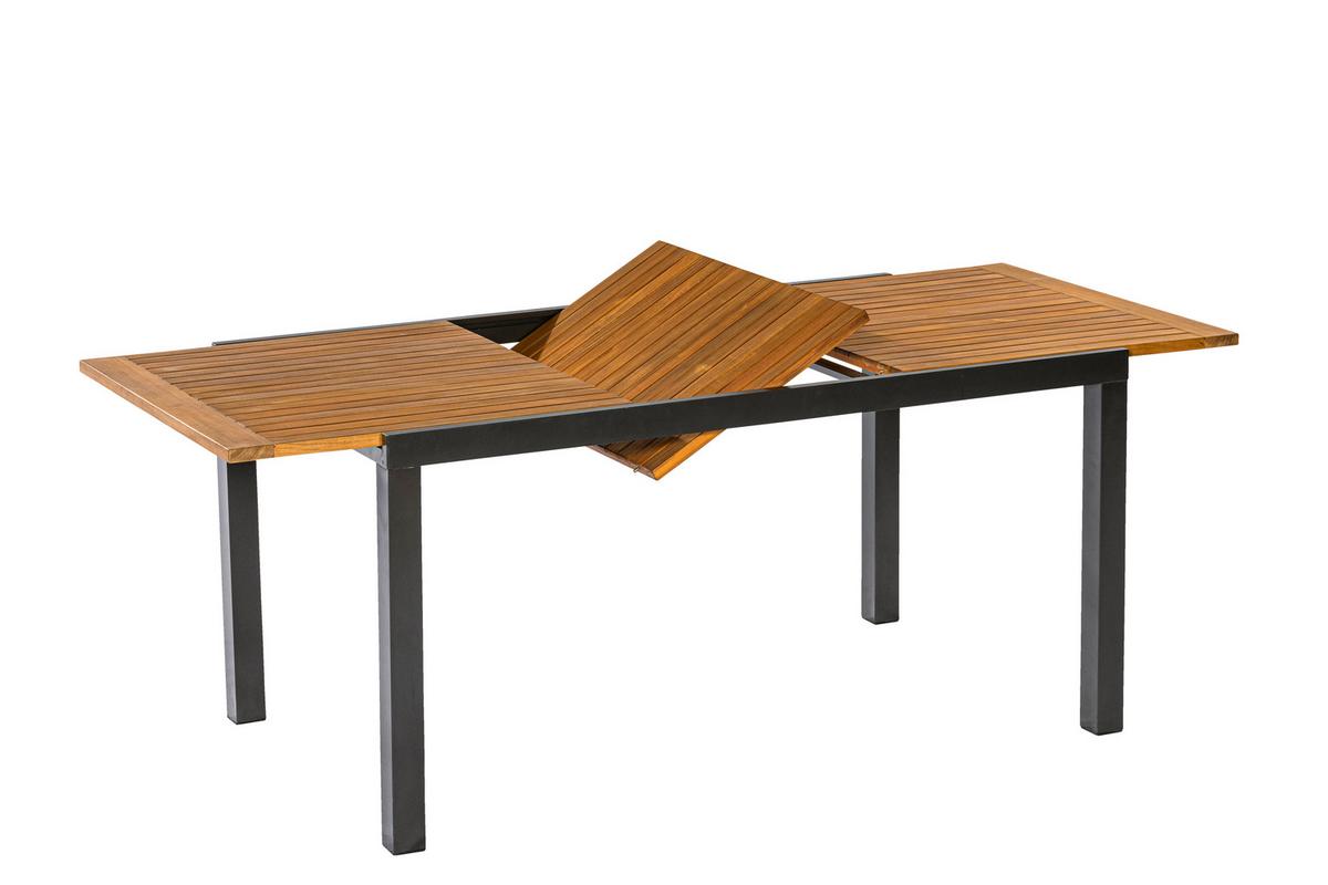 Gartentischgruppe 7-teilig. Set - Graphitfarben/Naturfarben, KONVENTIONELL, Holz/Kunststoff - Gardenson