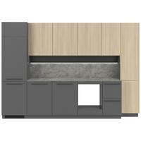 Kuchynský blok MILINO MEDIUM vrát.obkladu a LED regálu - čierna/grafitová, Basics, kompozitné drevo/plast (330/230/60cm) - Visiona