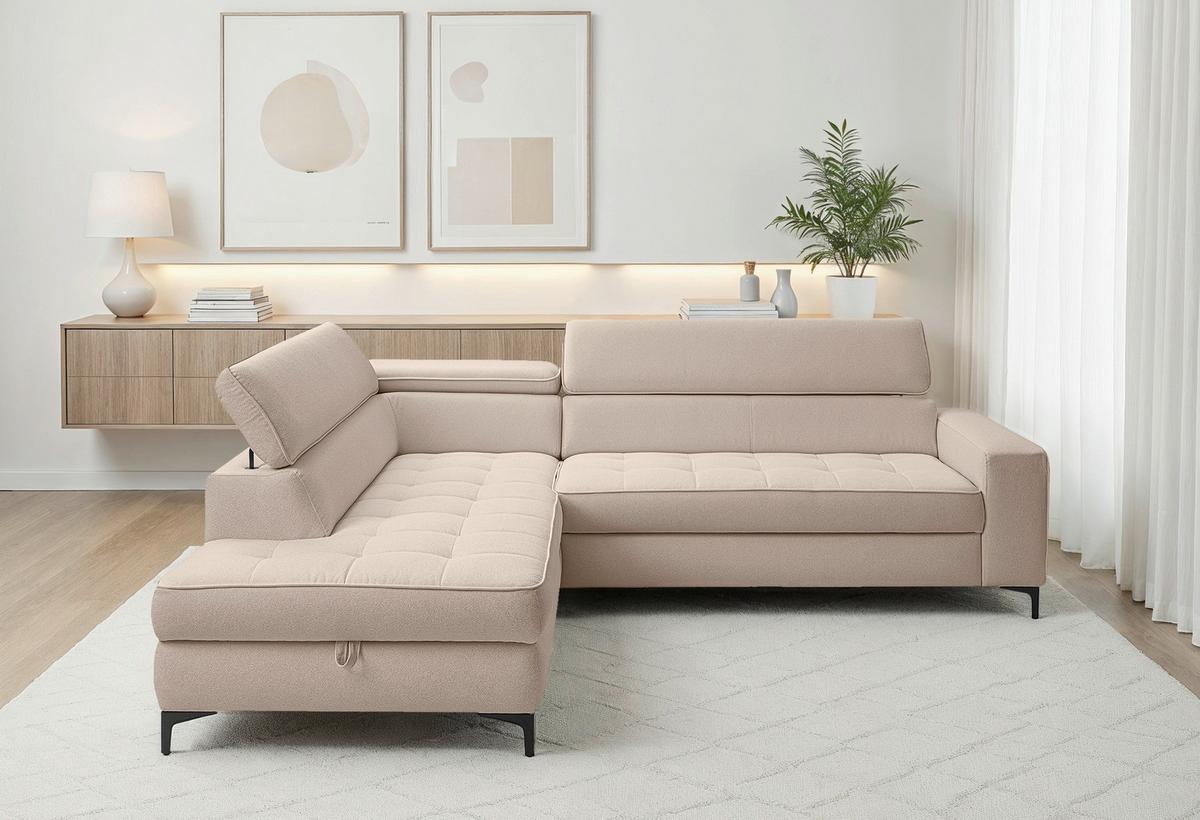 Ecksofa Nala Taupe S: 203x251cm - Taupe/Schwarz, Design, Textil (203/251cm) - MID.YOU